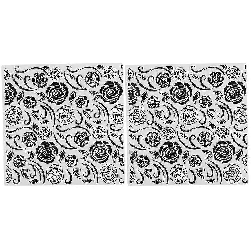 2Pcs EM200 Embossing Folder Rose Pattern DIY Plastic Embossed Template Paper Crafts