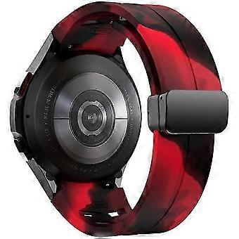 Kompatibel mit Watch Fe / 7 / 6 / 5 / 4. Stilvolles Silikonarmband mit Faltschließe, Schwarz + Rot Camouflage