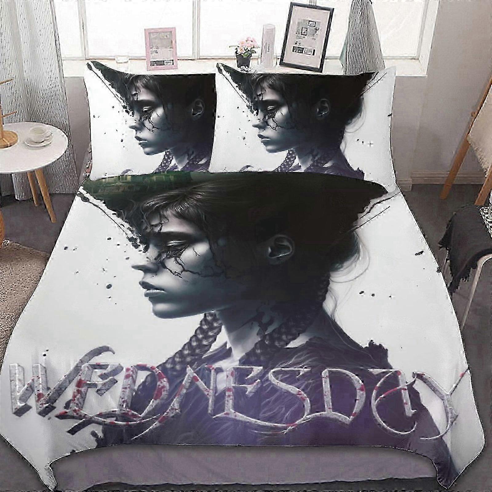 o1281 Lakan Scary Wednesday3 stycken sängkläder Se Soft Täcke Se Inredning Sovrum Gif (1 påslakan och 2 örngott) Lakan fg1281