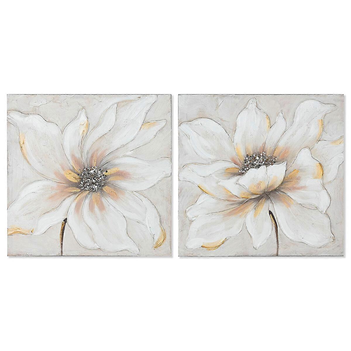 Canvas Home ESPRIT Canvas Wood MDF 50 x 2.5 x 50 cm