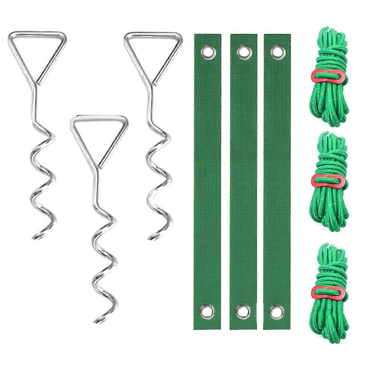 Tree Stakes and Supports for Leaning Trees, 3Pcs 11.8Inch Spiral Tree Stake Kit with Tree Straps Anc