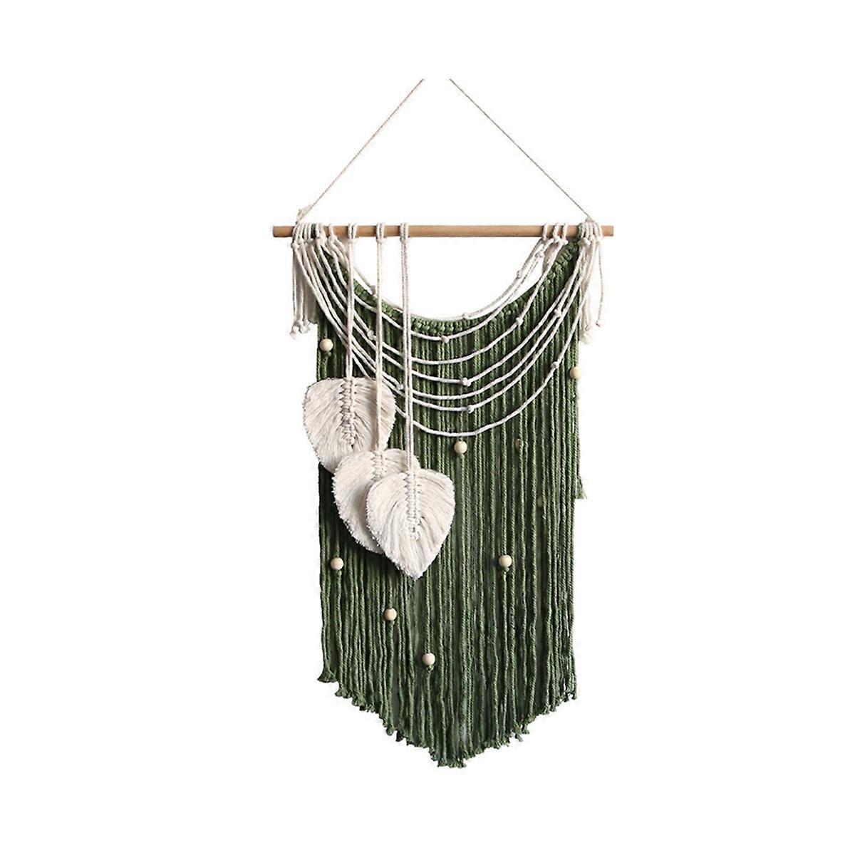 Tapestry Handmade Leaf Core-Spun Silk Tassel Tapestry Green