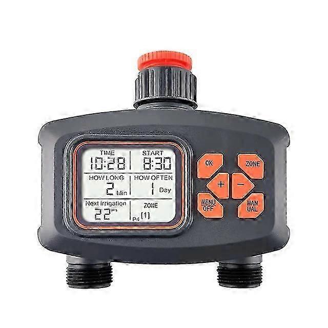 Water Garden Hose Smart Sprinkler 2 Outlets Large Lcd Screen Programmable Irrigation Timer For Yard Lawn