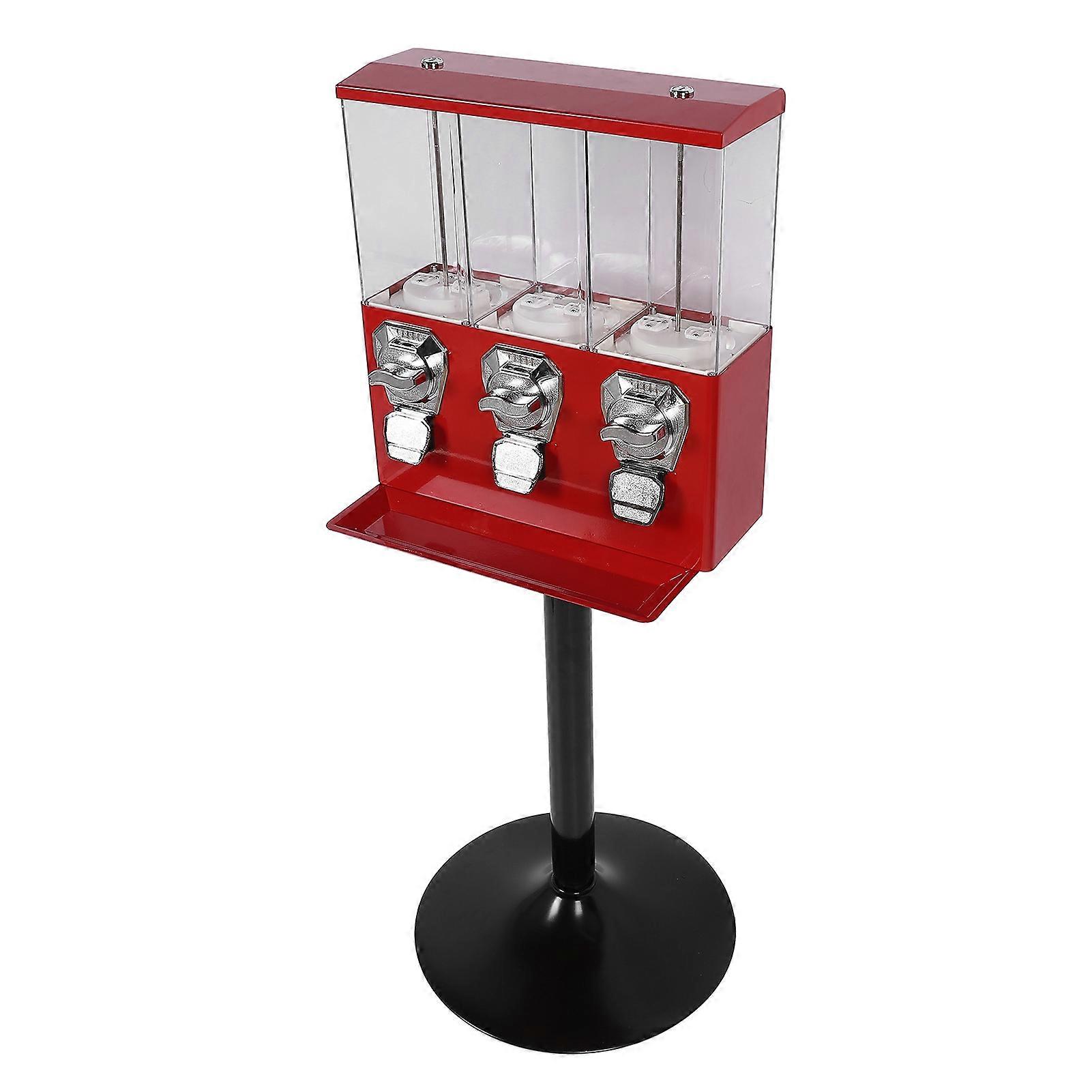 Candy Vending Machine with Stand Anti Theft Keys Triple Individual Candy Boxes Coin Operated Commercial Vending Machine for Store