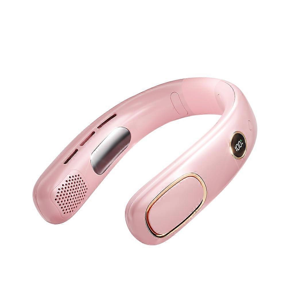 Neck Fan Portable Personal Fan Battery-Operated with 5 Speeds USB Rechargeable Neck Cooler Adjustable Width Pink 4-12 Hours