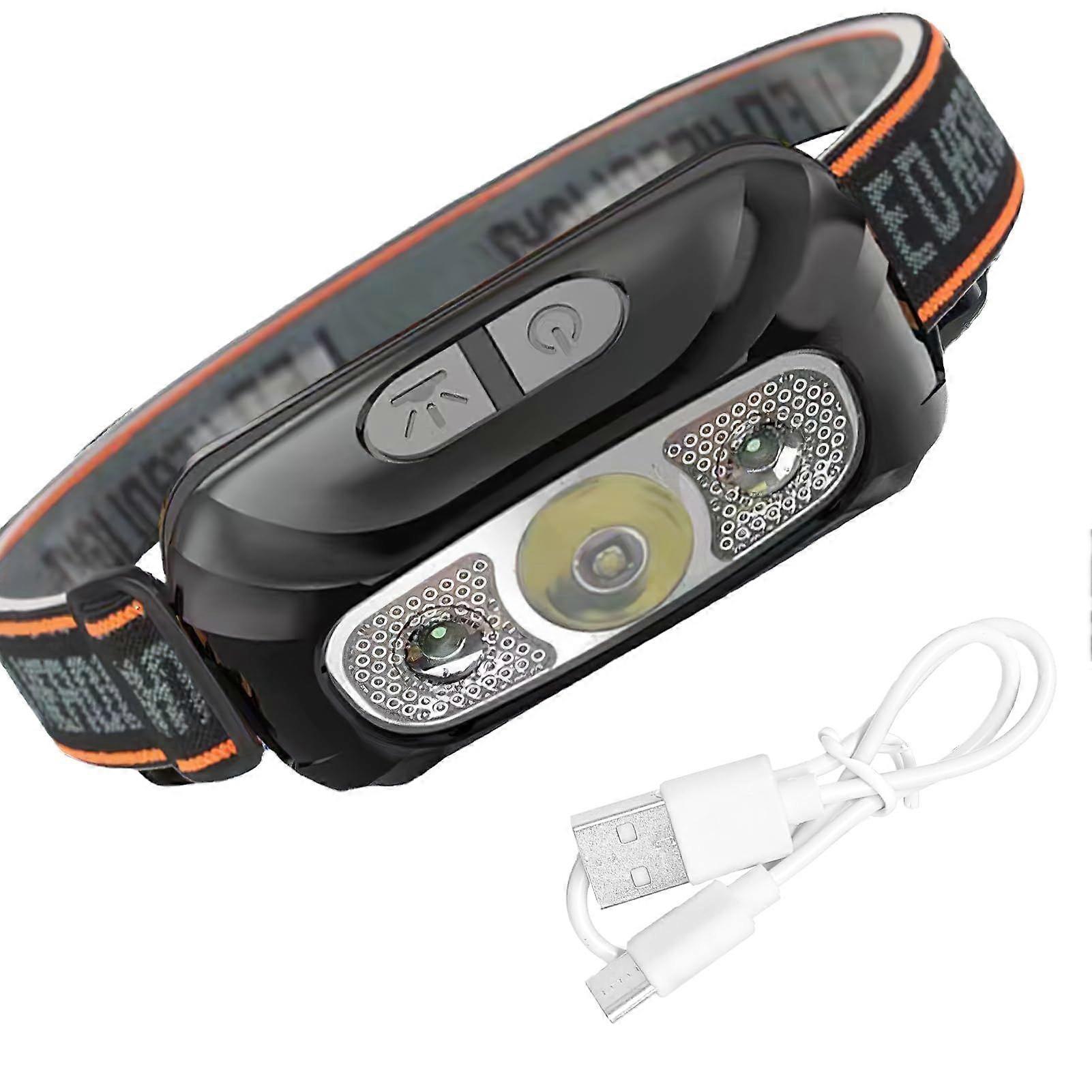 1 Pack Head Torch Rechargeable, LED Front Headlamp with Motion Sensor Super Bright Waterproof Lightweight Comfortable Adjustable Headlight Flashlight