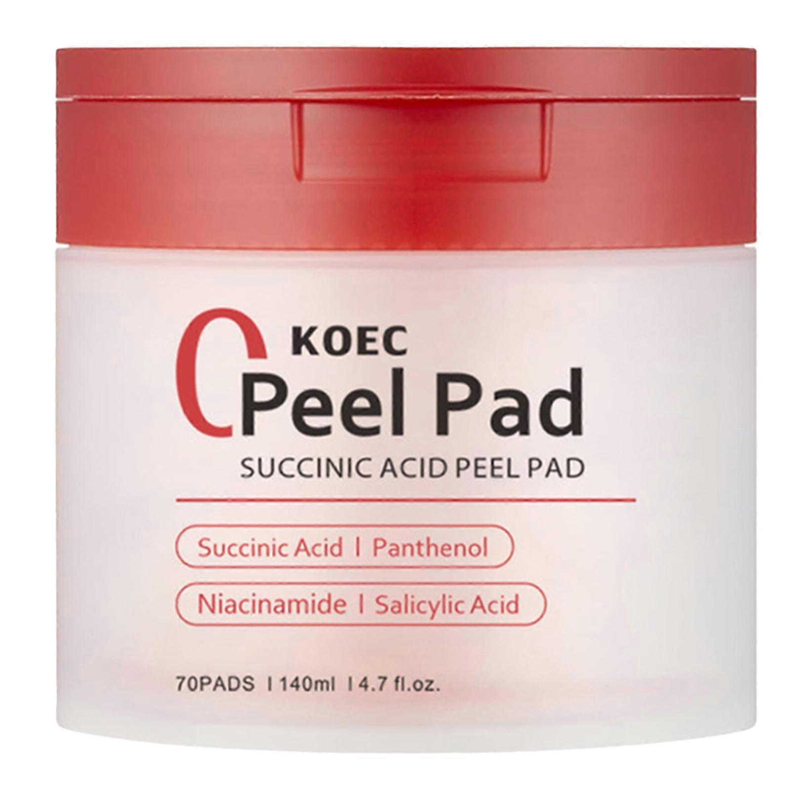 Red Succinic Acid Facial Peeling Pads - Gentle Pore Cleansing Toner for Daily Skin Care & Exfoliation