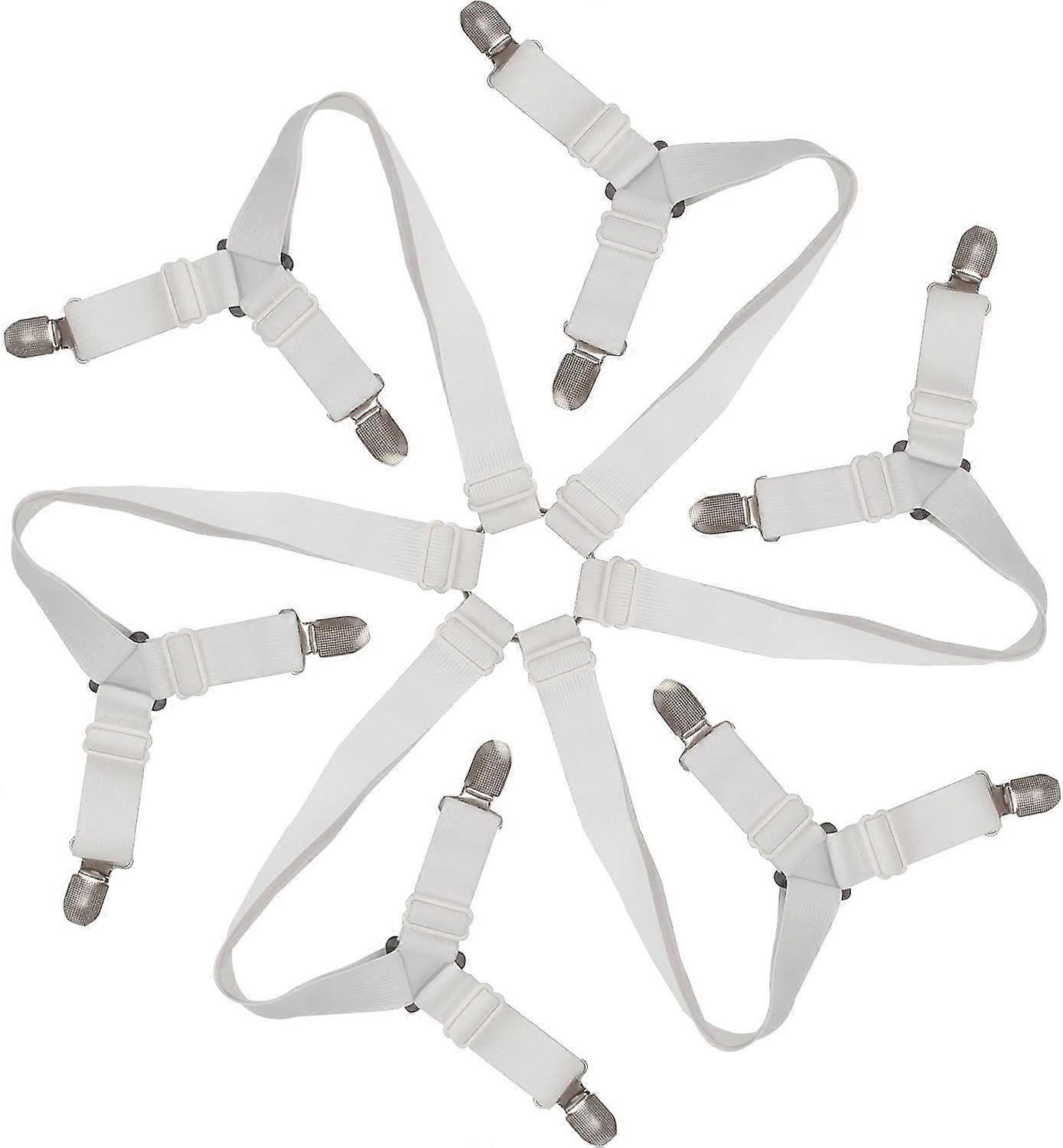 Bed Sheet Clips Grippers Fasteners - 3 Way 6 Sides Sheet Suspenders Elastic Sheet Holders Mattress Clips Straps
