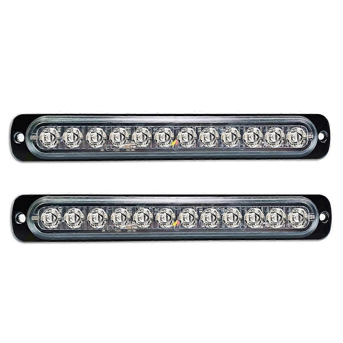 Feux clignotants d’urgence de sécurité 12LED, voyant d’avertissement stroboscopique 12V-24V, barre lumineuse LED de balise de panne, rouge + bleu