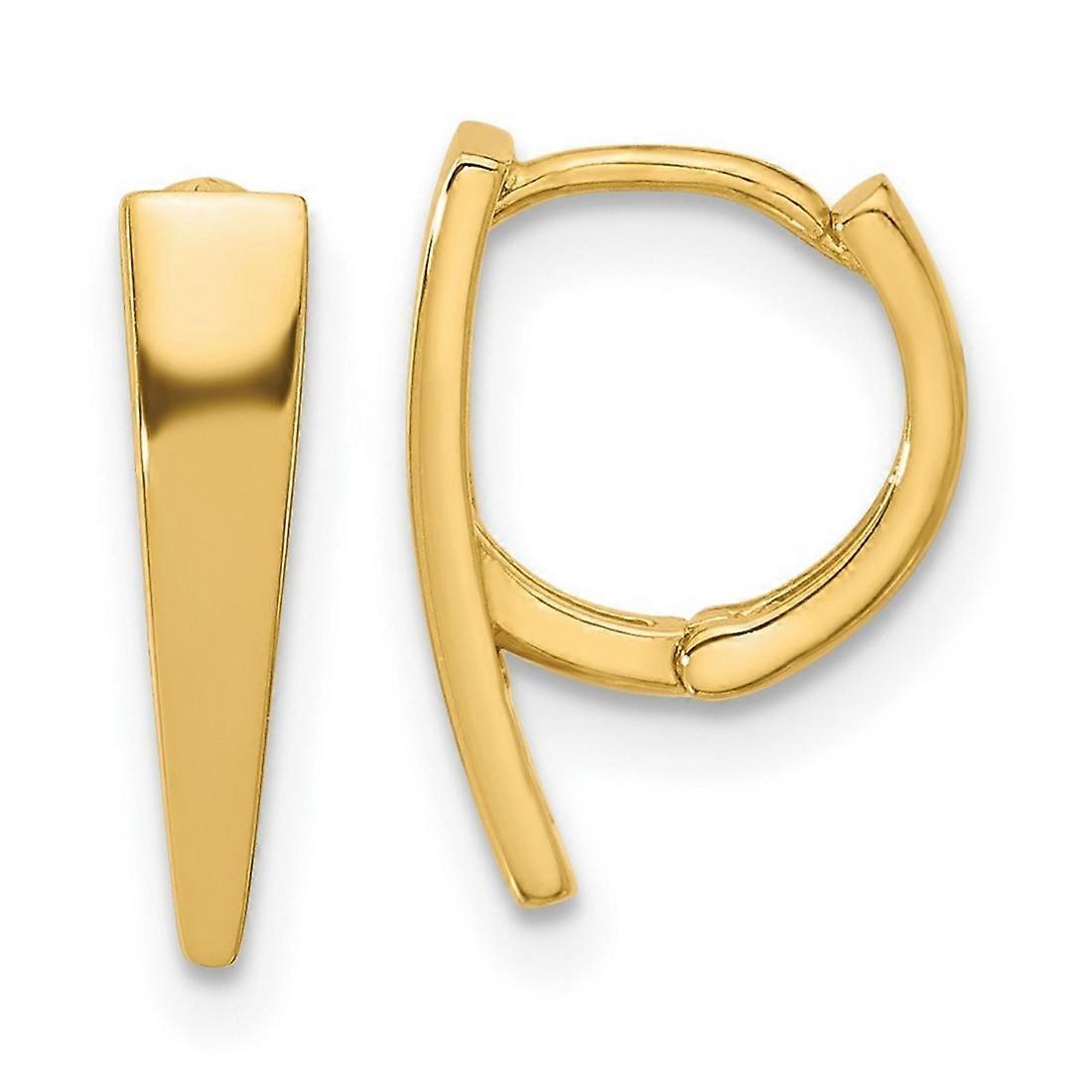 14k Solid Yellow Gold Polished Hinged Hoop Earrings 14.5x10mm Wide 3.8mm Thick-Hoop Earring for Women