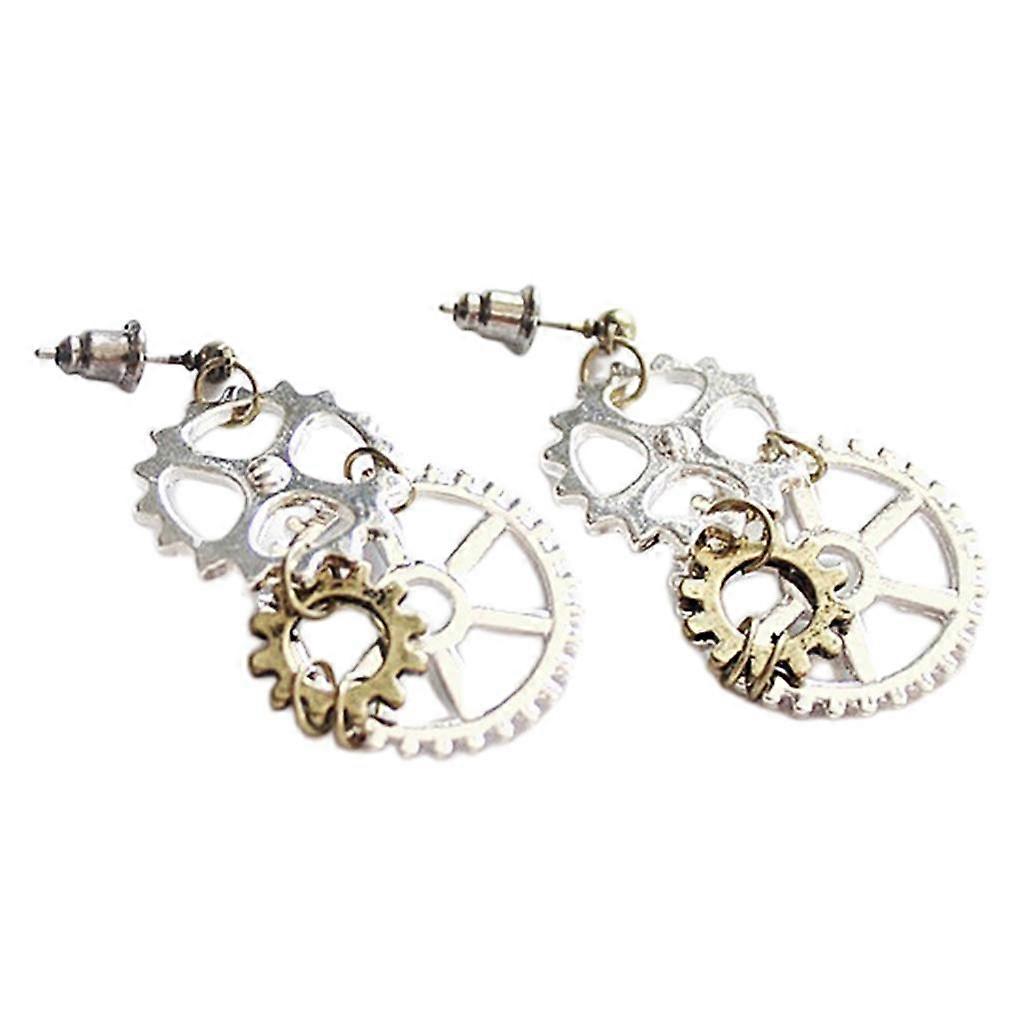 Steampunk Gothic Punk Rock Gear Stud Earrings Mechanical Ear Studs Wedding