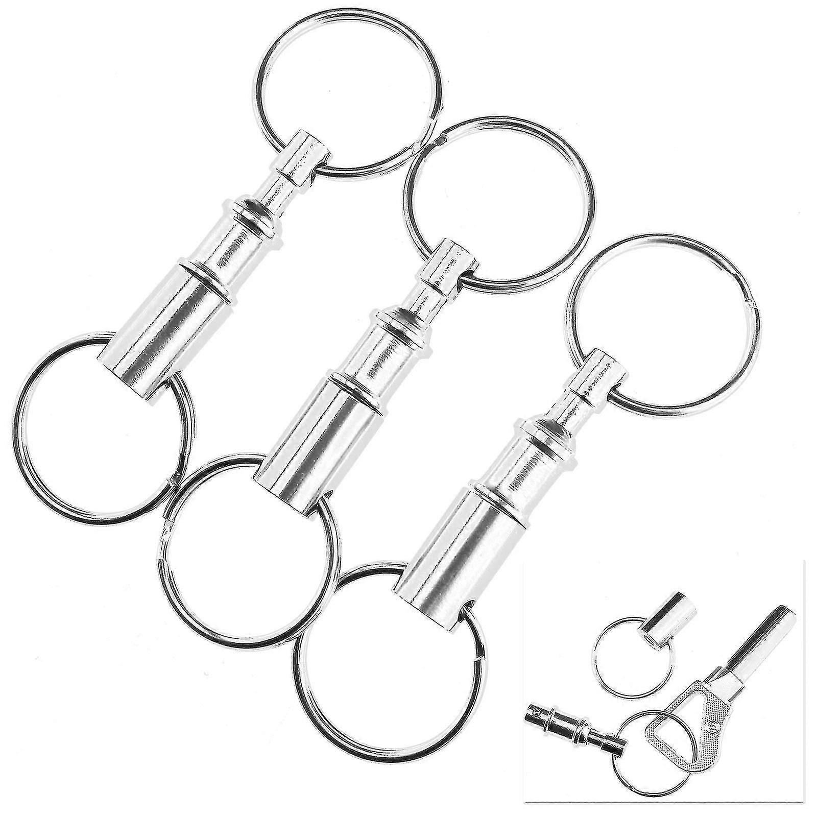 Detachable Pull A Se Keychain Key Rings Two Split Rings(silver)(3pcs)