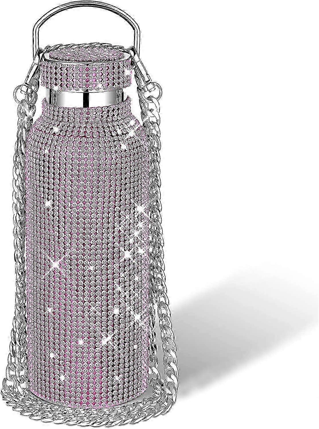 Insulated Stainless Steel Water Bottle Rhinestone Chain