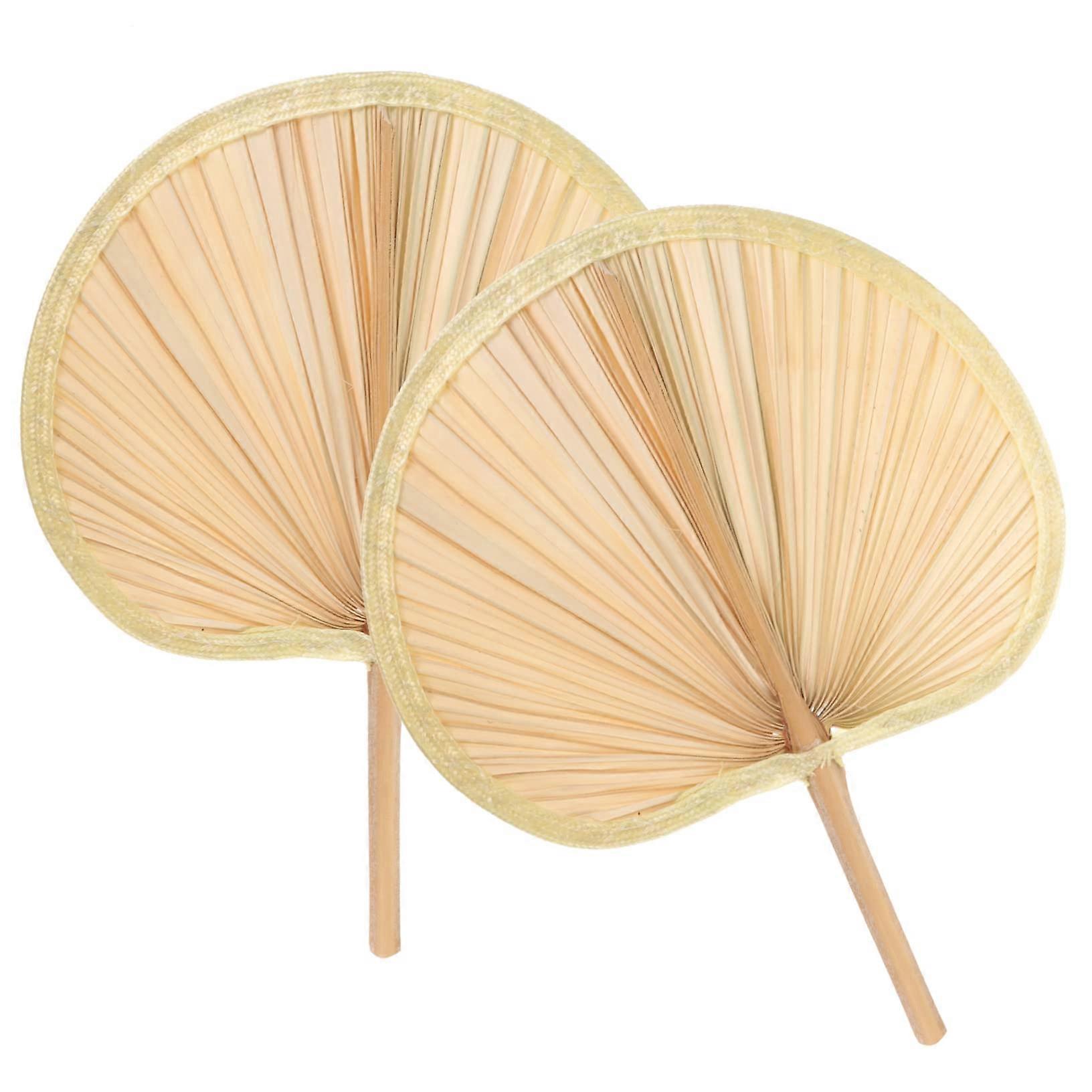 Handwoven Summer Fan Set 2pcs Decorative Handheld Fans Made from Banana Leaves for Wall Decor and Home Accent