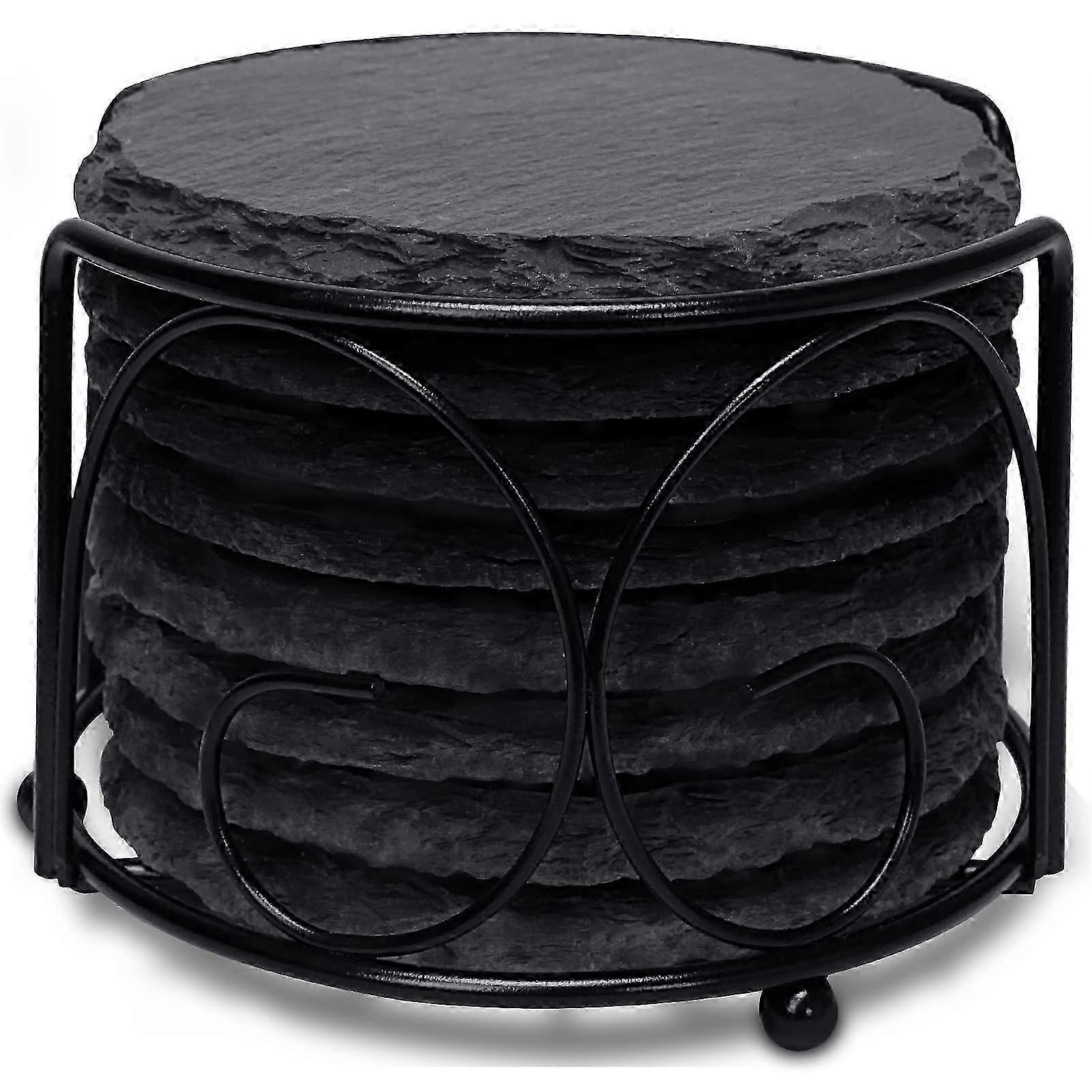 Conjunto de 8 Porta-copos para Bebidas Slate, Porta-Copos de Pedra de 4 Polegadas