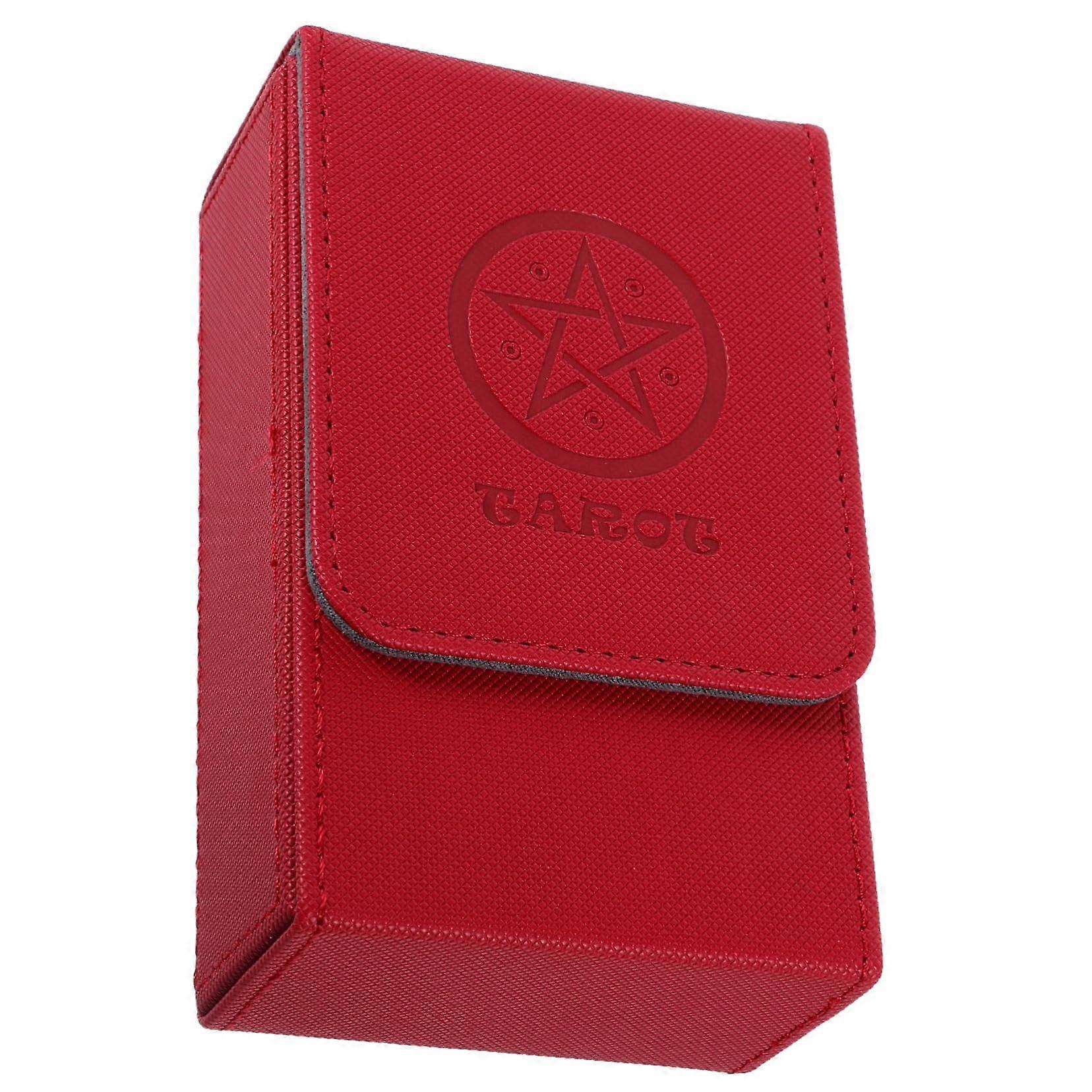 Tarot Storage Box PU Leather Dark Red Tarot Case Deck Box Multifunctional Card Holder Tarot Accessories Box Wiccan Tools