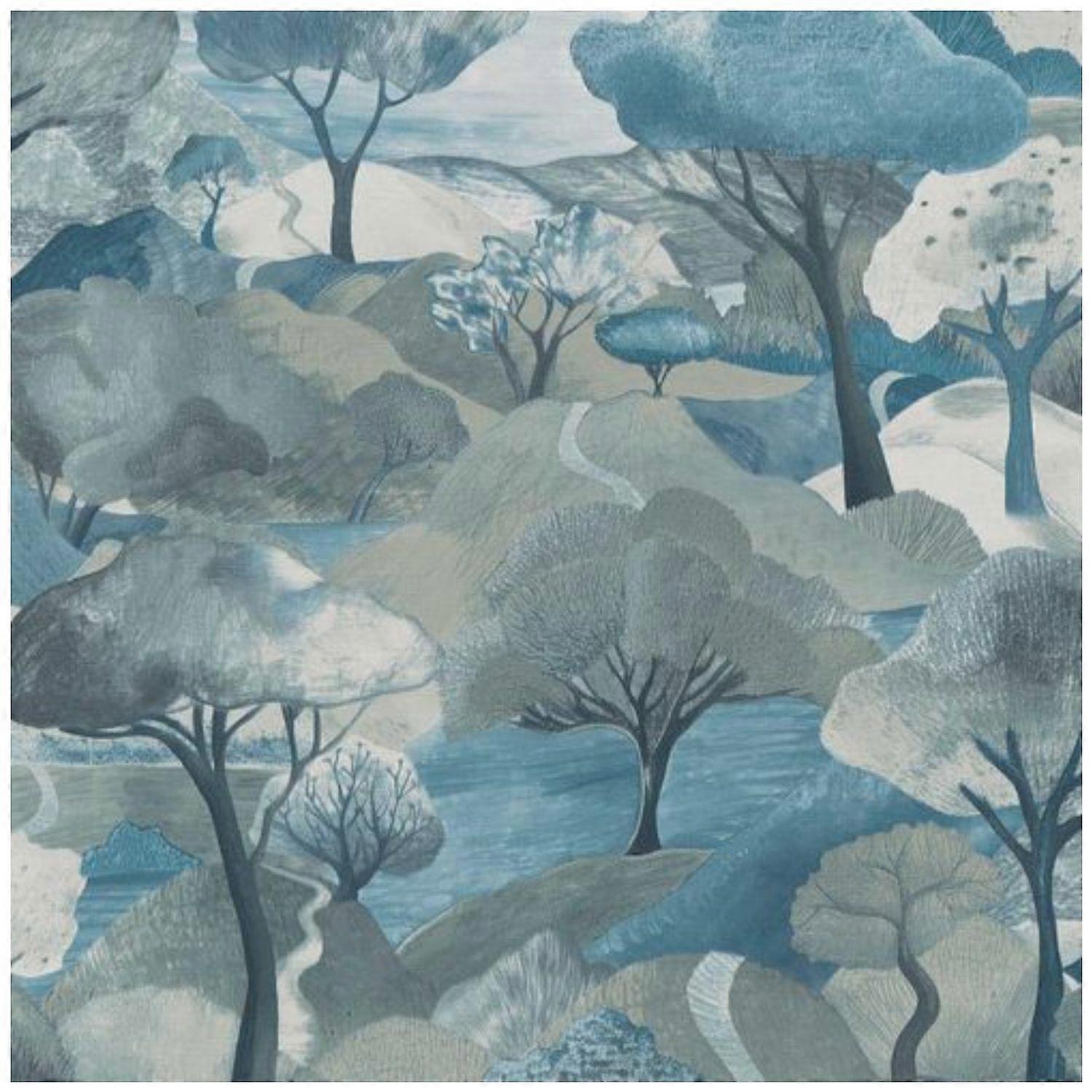 Erismann Teal Turquoise Landmark Trees Wallpaper