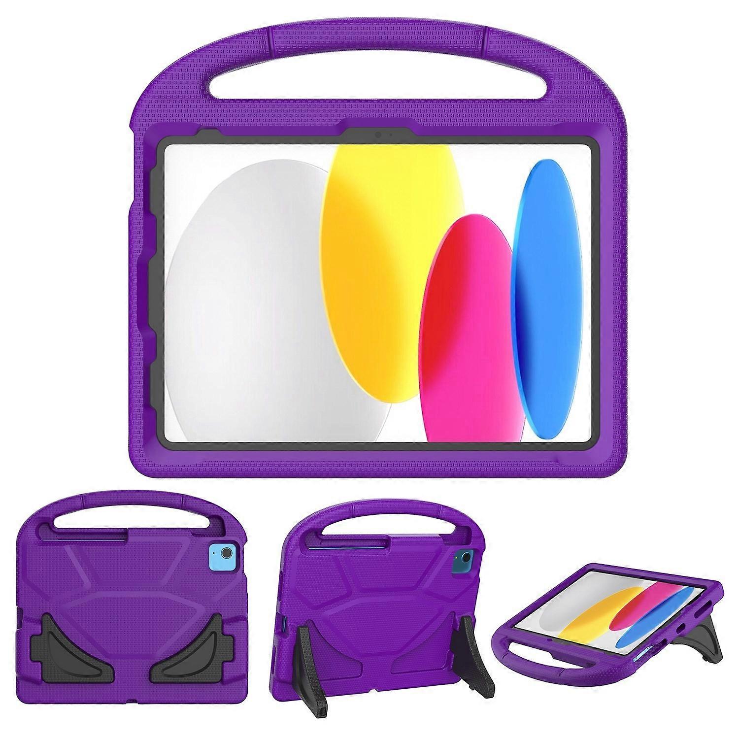 For iPad (2025) 10.9 (2022) Soccer Pattern EVA Tablet Case Kid Friendly Kickstand Handle Protective