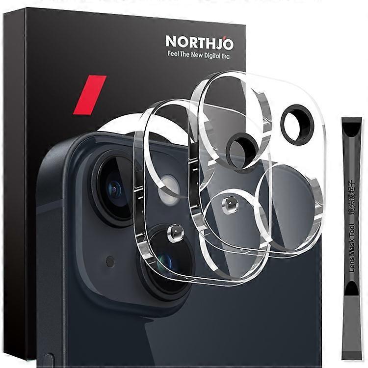 NORTHJO 2Pcs Compatible For iPhone 14 / 14 Plus Tempered Glass Camera Lens Protector Clear 3D Integrated Full Coverage