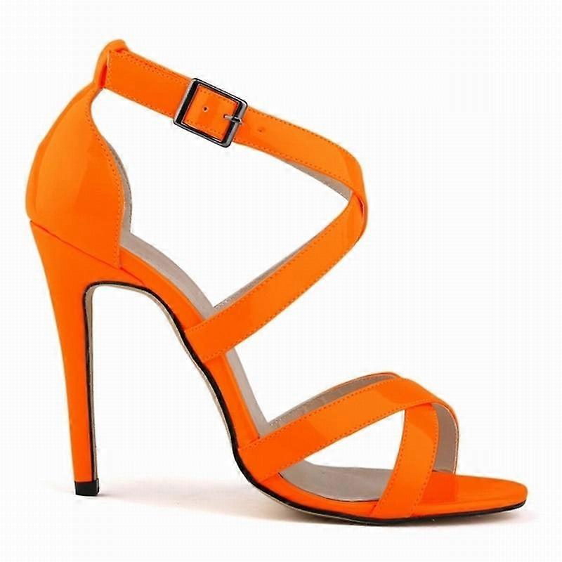 Women Sexy Pumps Open Toe Ankle Straps Thin High Heels Summer Pumps Patent Leather Shoes Plus Size Cross shoe