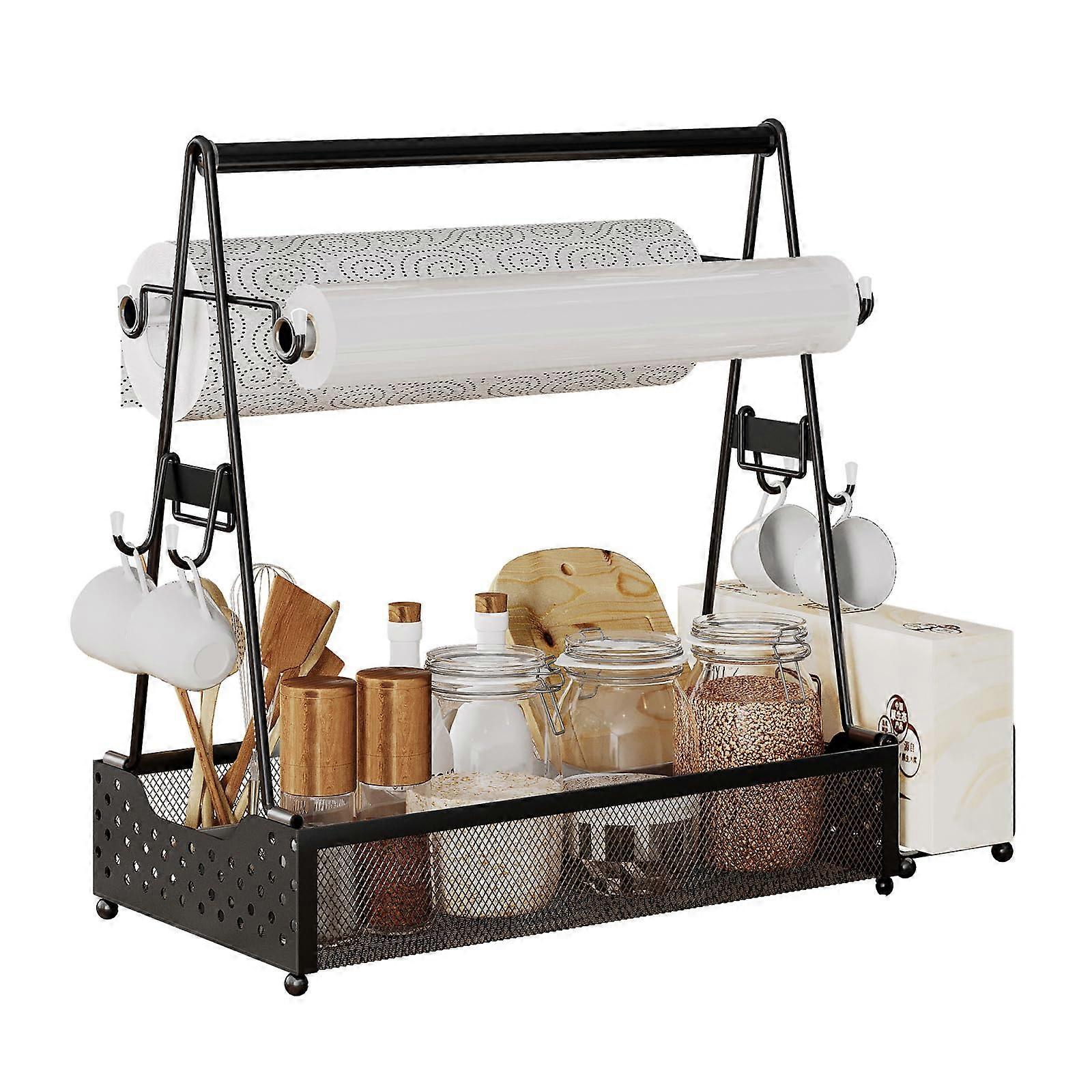 BBQ Caddy BBQ Utensil Container BBQ Caddy with Paper Towel Holder and 4 Hooks Kitchen Spice Organizer for Camping Kitchen