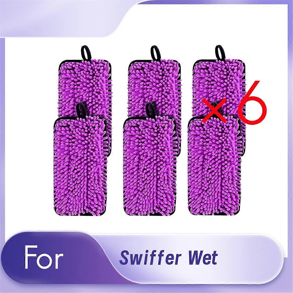 6 Pack Reusable Mop Replacement Pads for Swiffer Wet Jet Spray Mop, Microfiber Wet Jet Refills for Swiffer Pads