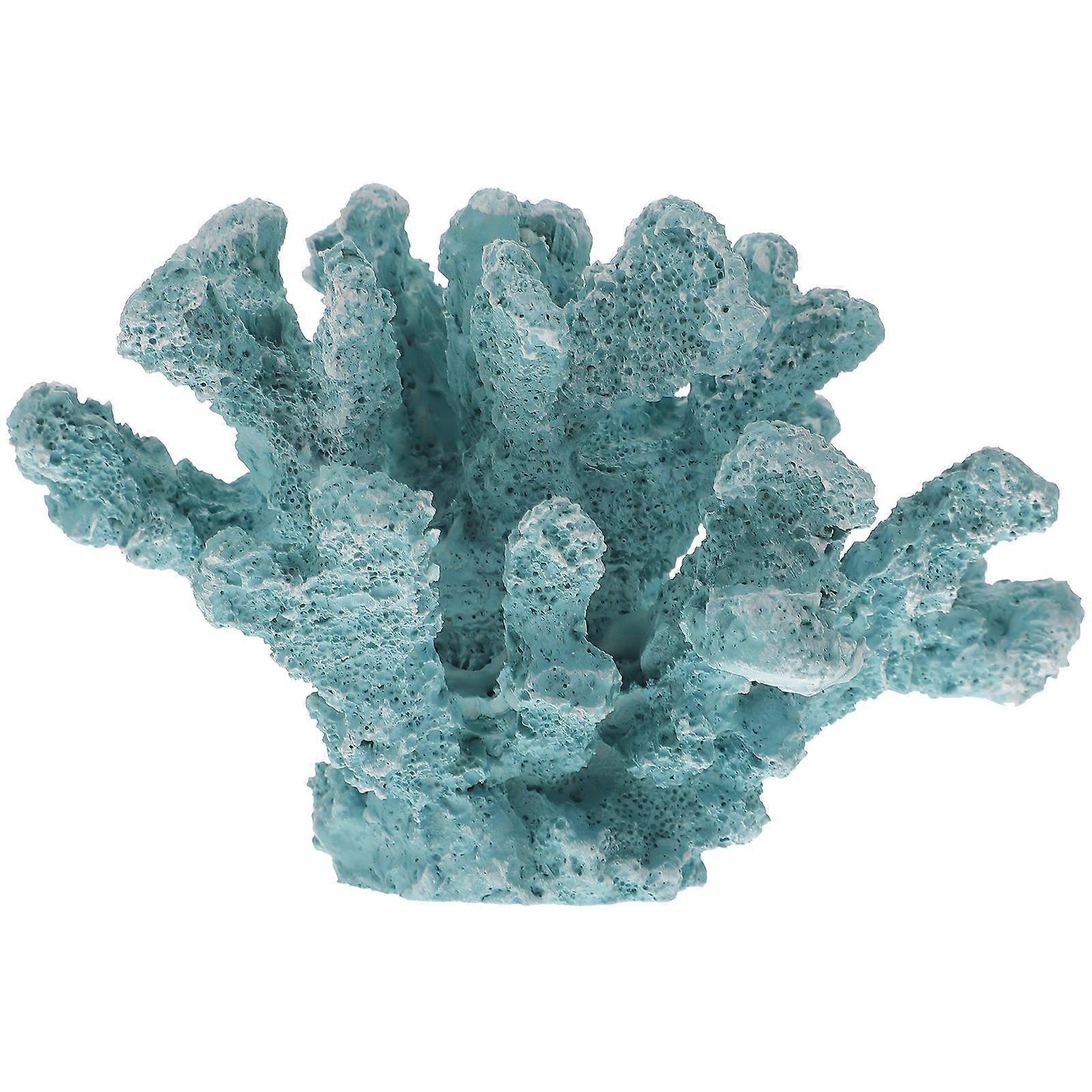 珊瑚の装飾、水槽の装飾、リアルなレジンクラフト、スカイブルー、13x9cm、水生動物に安全、1パック