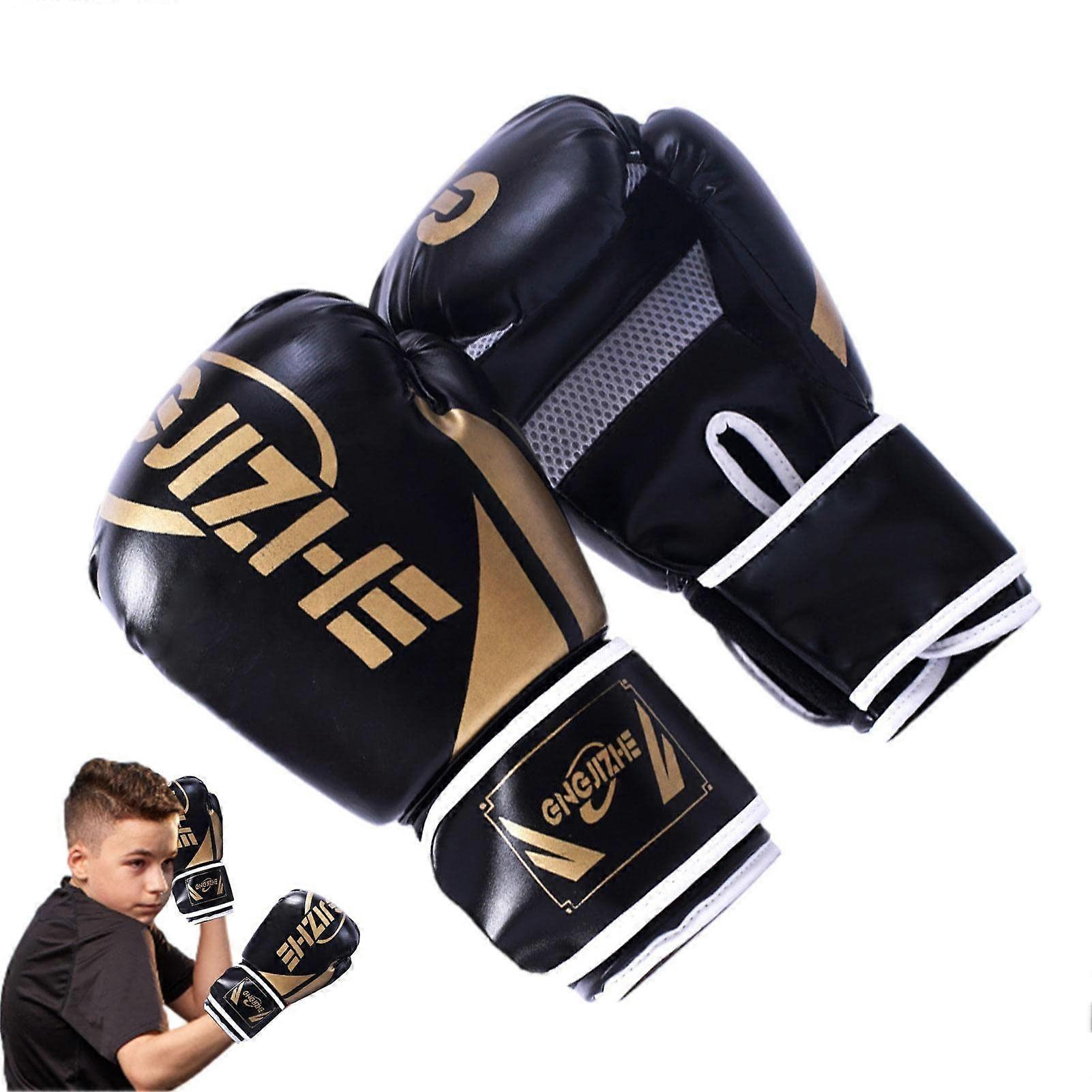 Kickboxing Gloves for Kids, Lightweight PU Leather Sparring Gloves for Boxing Training, Muay Thai and Kickboxing