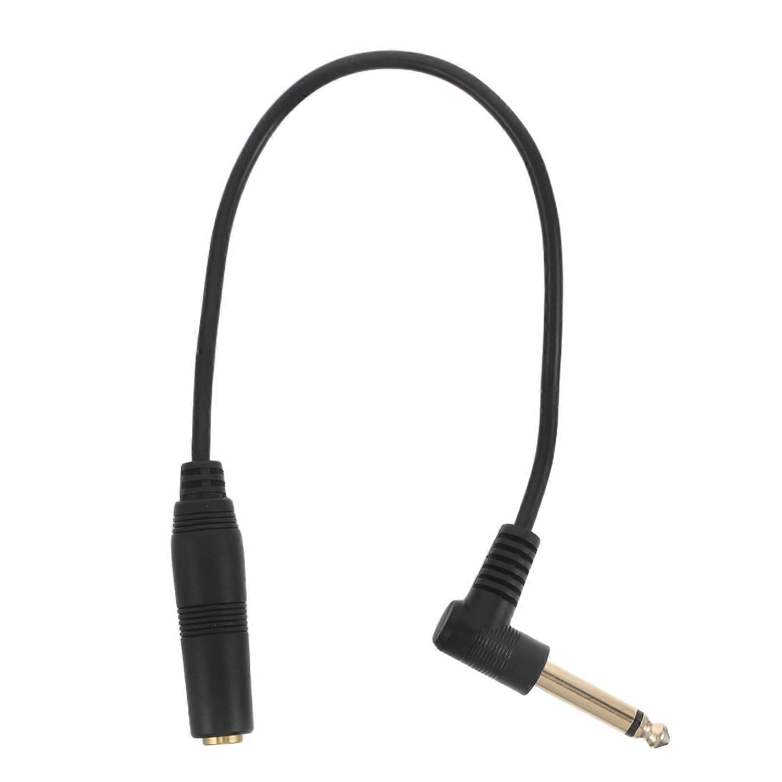 Short Guitar Cables Microphone Extension Cable Right Angle Connection For Recordings Black 1Pcs