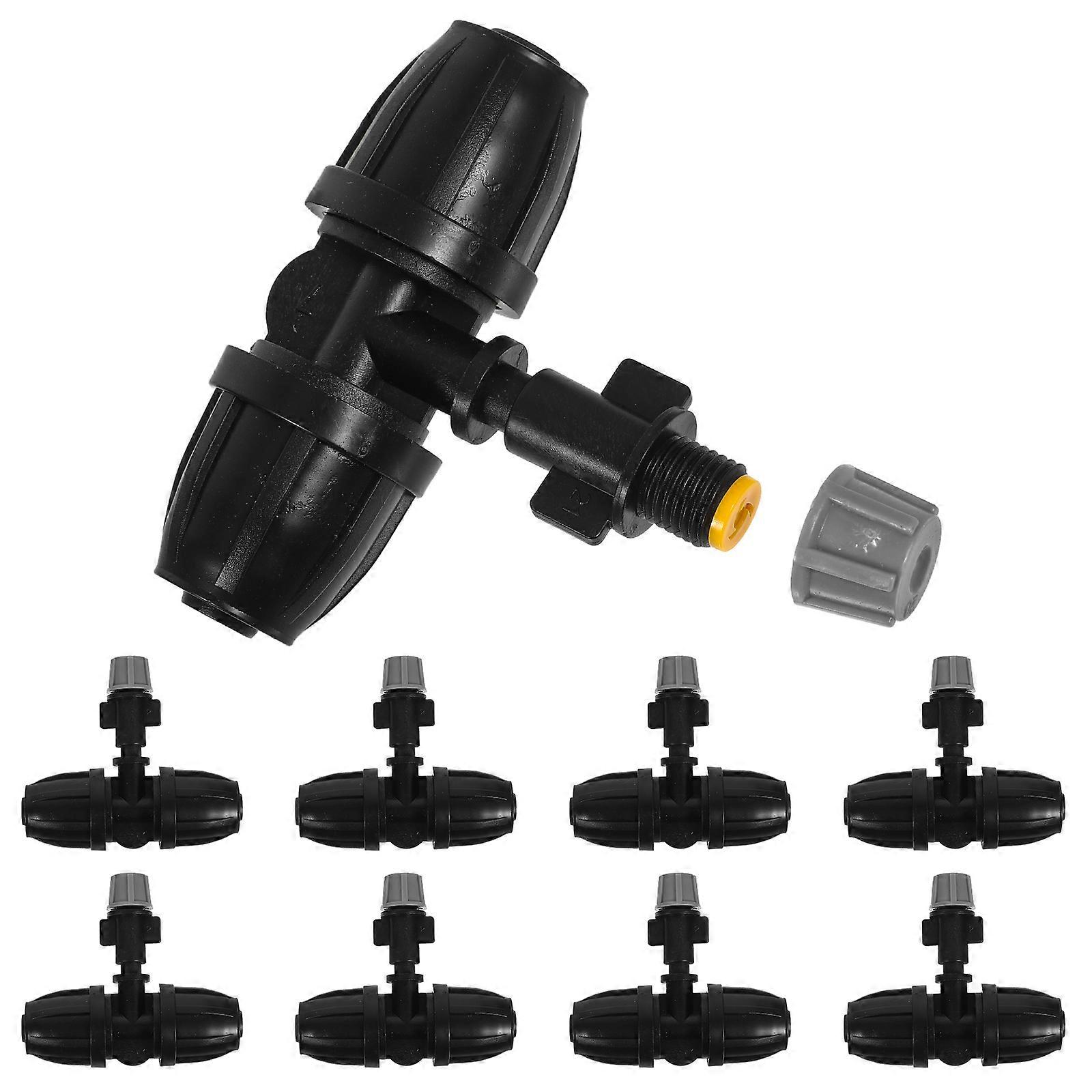10 Pack Drip Irrigation Tee Connectors with Barbed Fittings for Garden and Lawn Automatic Watering Systems Grey Misting Nozzle for Efficient Plant