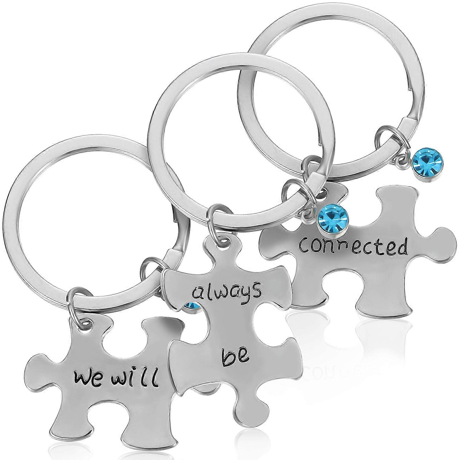 Initial Letter Keychain Friendship Design Everyday Use Small Silver Alloy Sturdy 3Pcs