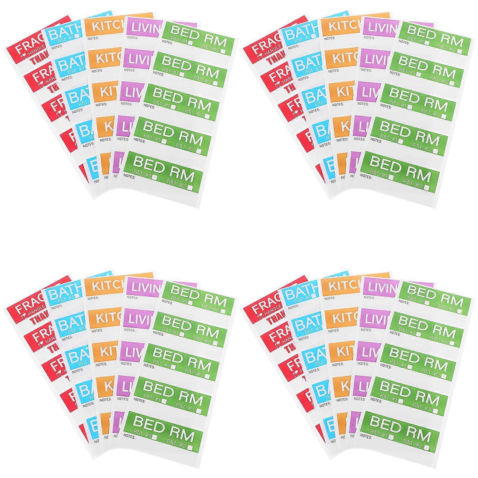 Colored Moving Labels Fragile Item Identification Self-Adhesive Moving Labels for Corrugated Boxes 9.00X4.20X0.05CM 20 Sheets