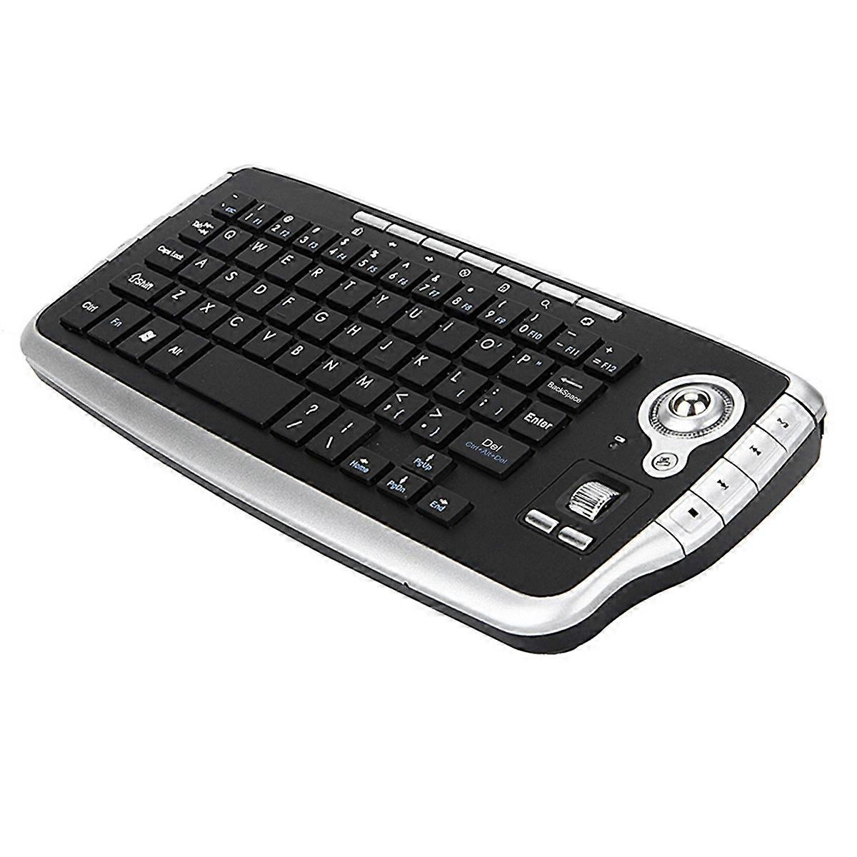 2.4GHz Wireless Keyboard with Trackball Mouse Scroll Wheel Remote Control for Android TV BOX Smart TV PC Notebook Silver