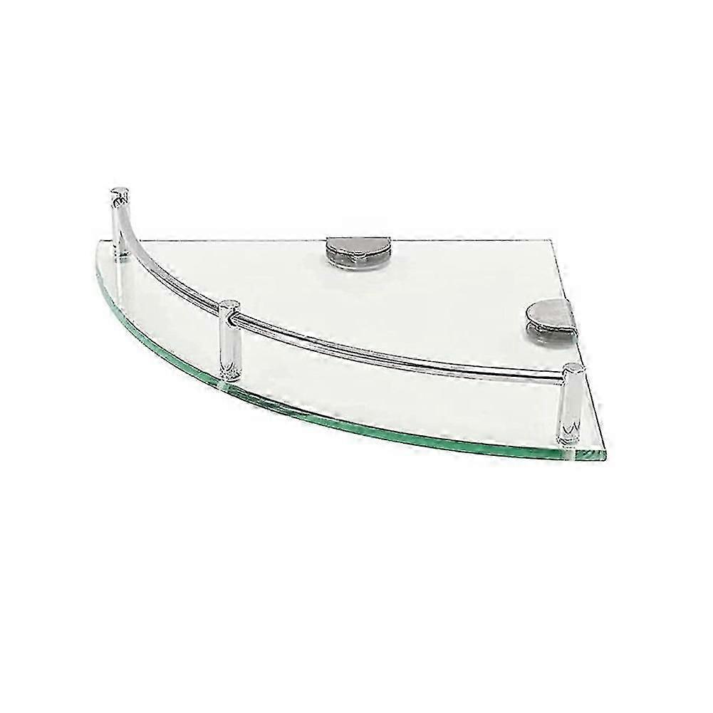 Bathroom Tempered Glass Corner Shelf Wall Mounted for Shampoo Storage