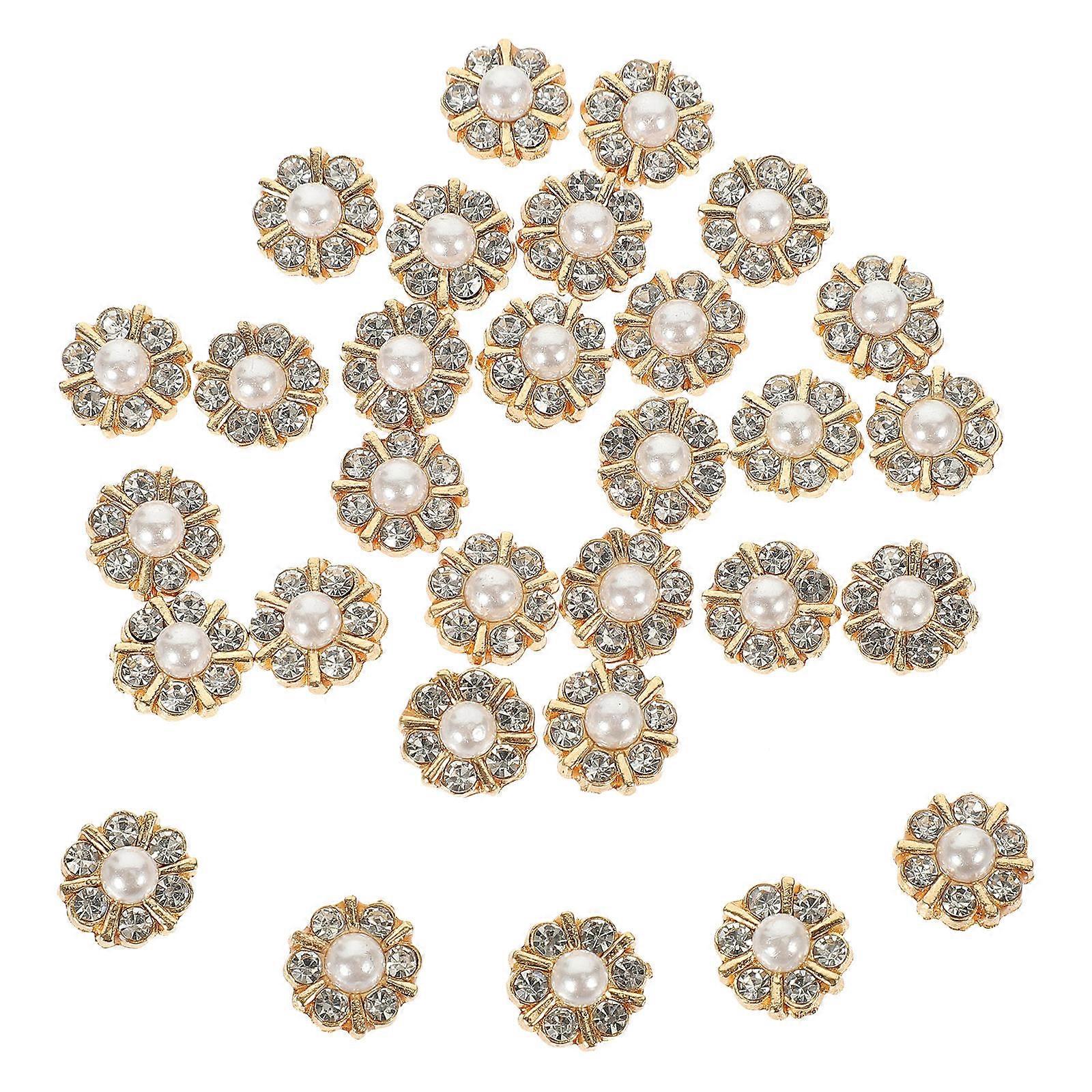 50 Stück goldene Perlmuttknöpfe, runde Nähknöpfe aus Legierung mit Strasssteinen für Frauen und Bastelbegeisterte