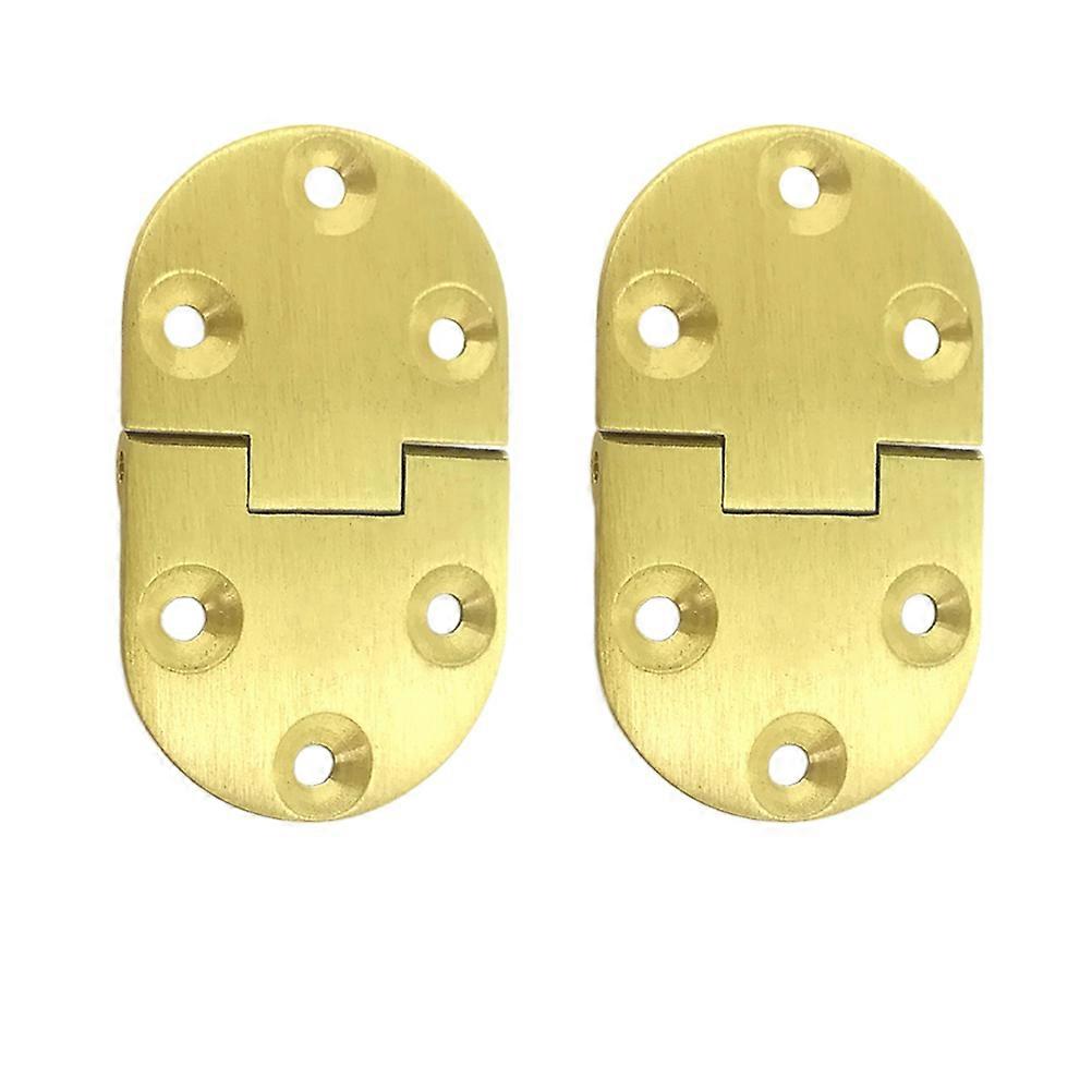 Door Hinges Offset 2Pcs 3.0mm 90 Degree Pure Copper Folding Spring Waist Hinge Golden Screw Anti Rust Silent Closure Wooden Door Installation