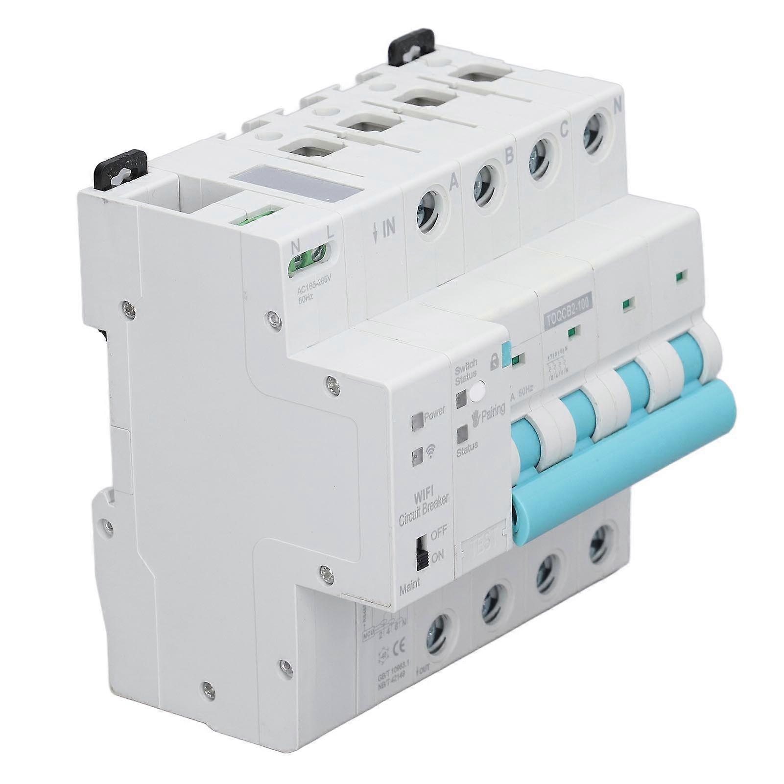 DIN Rail Circuit Breaker Wireless Smart WiFi Switch for Household Appliances 4P 145 to 295V 63A 