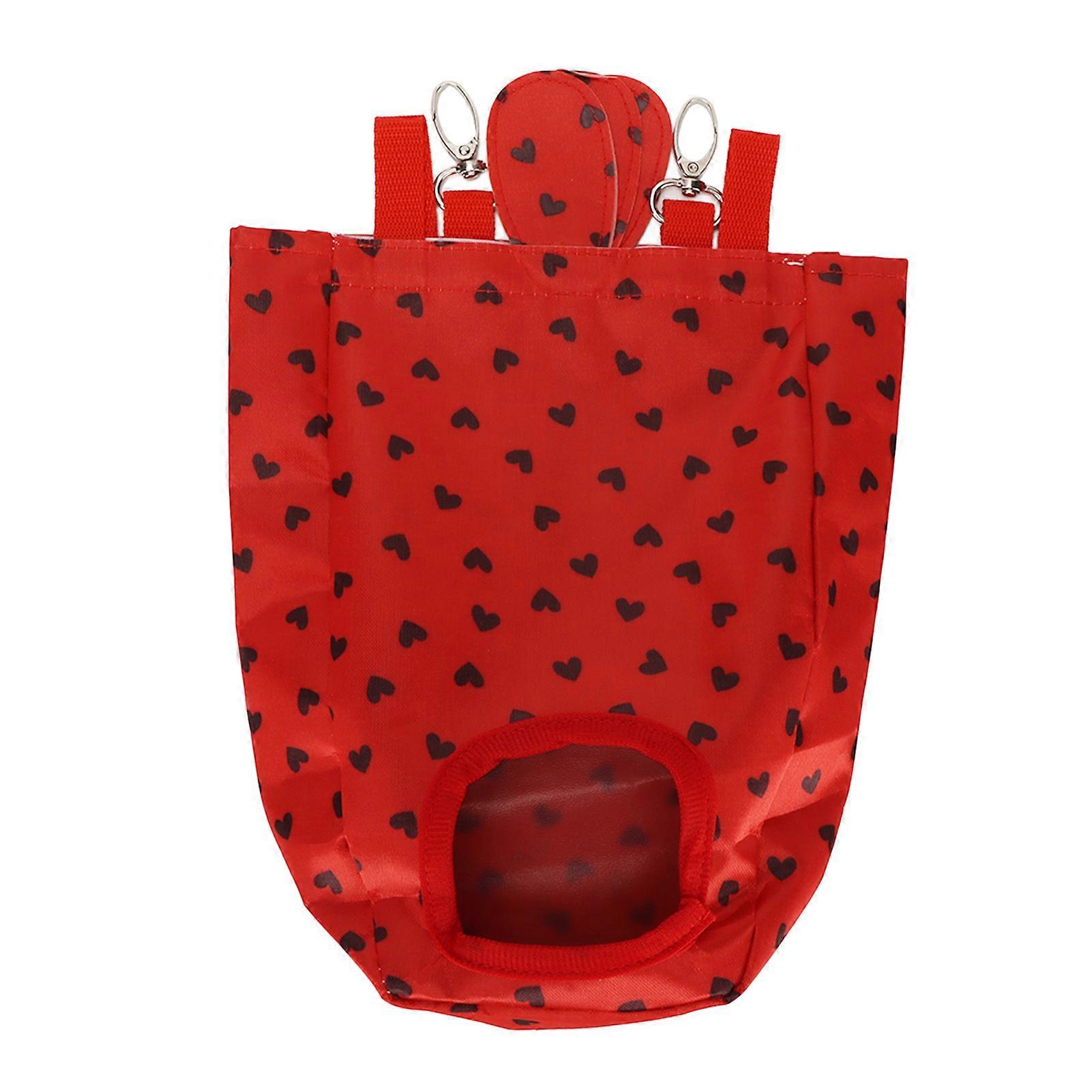 Rabbit Hay Feeder Bag Oxford Cloth Red Carrot Shape Hanging Pet Hay Feeding Sack with Hook and Loop for Small Animals