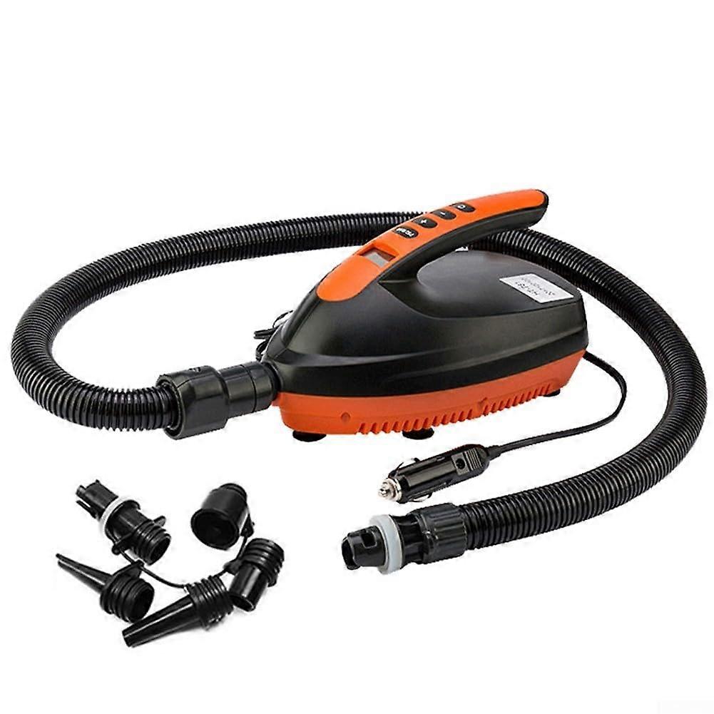 Efficiently inflate your gear with this compact electric air pump featuring a LCD display.