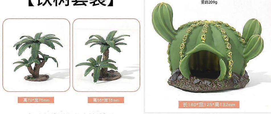 3pcs Cactus Figurine Decor: Miniature Landscape Trees for Aquarium Reptile Tank Habitat Accessories and Realistic Terrarium Plants Decorations