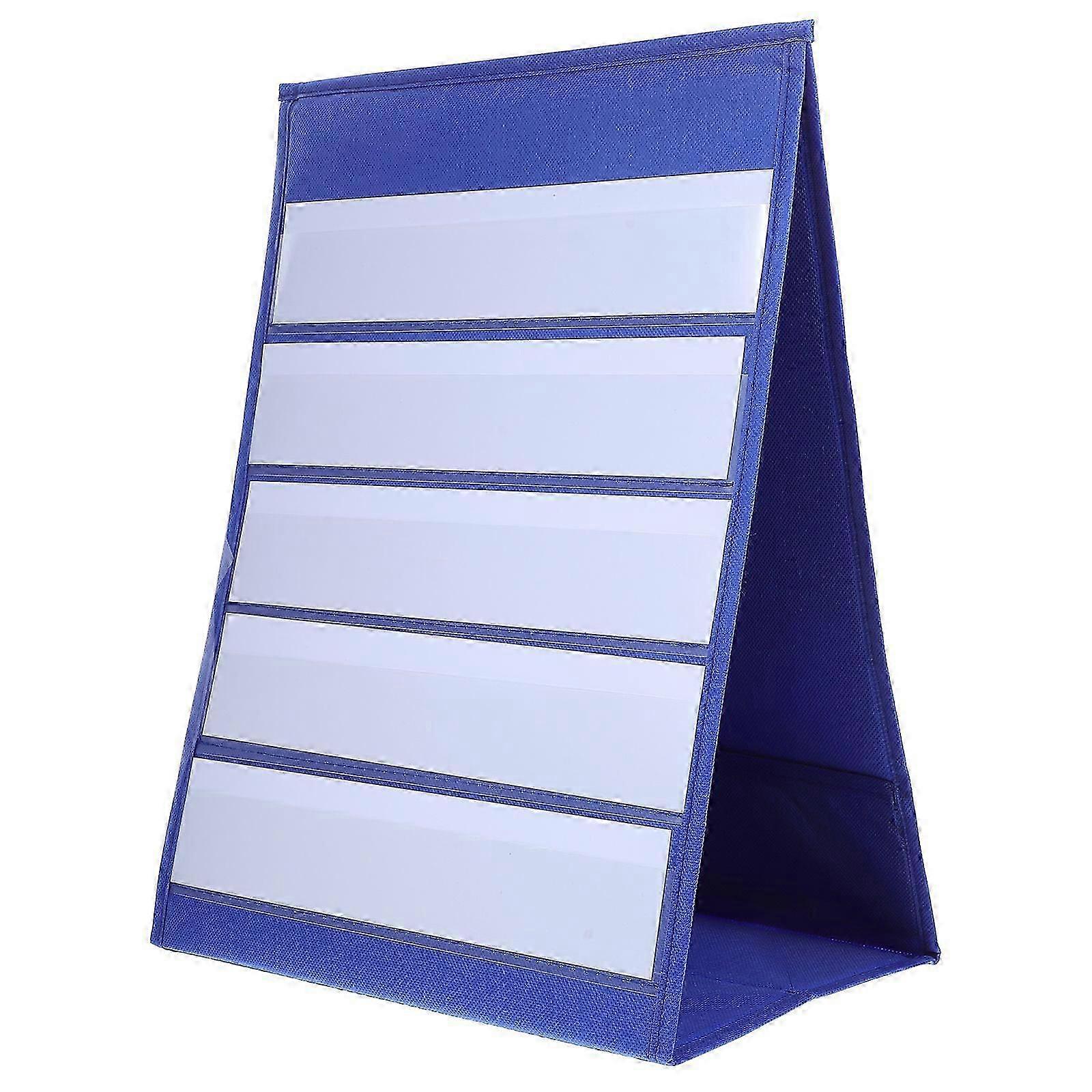 43x33cm Desktop Pocket Chart Selbststehende Tisch-Desktop-Karten Satzstreifen Dateihalter mit 20 Stück weißen Karten Größe Klein (Weiß)