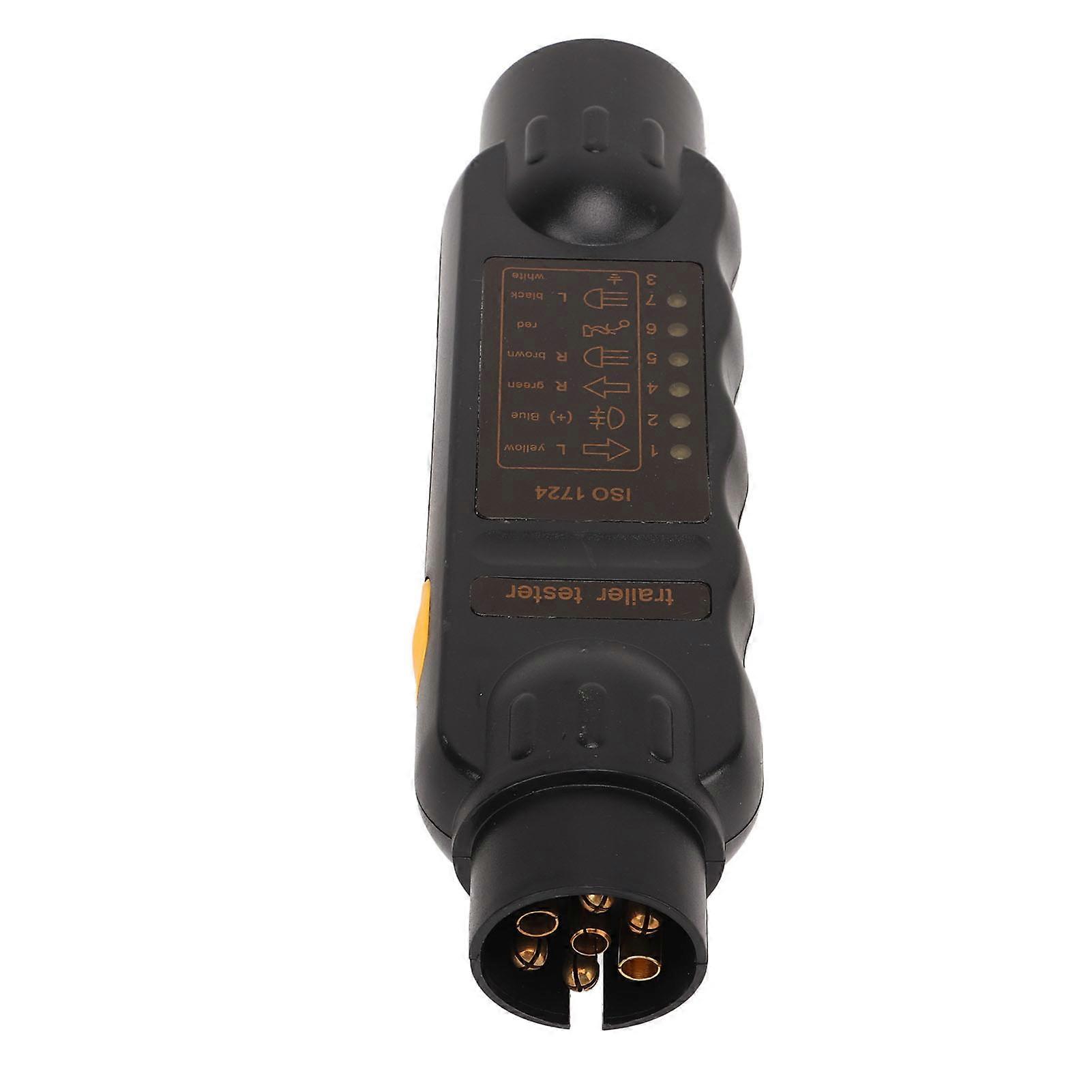 Trailer Socket Tester 7 Pin Electrical Tow Bar Wiring Circuit Light Test Tool for Truck RV Black Label 