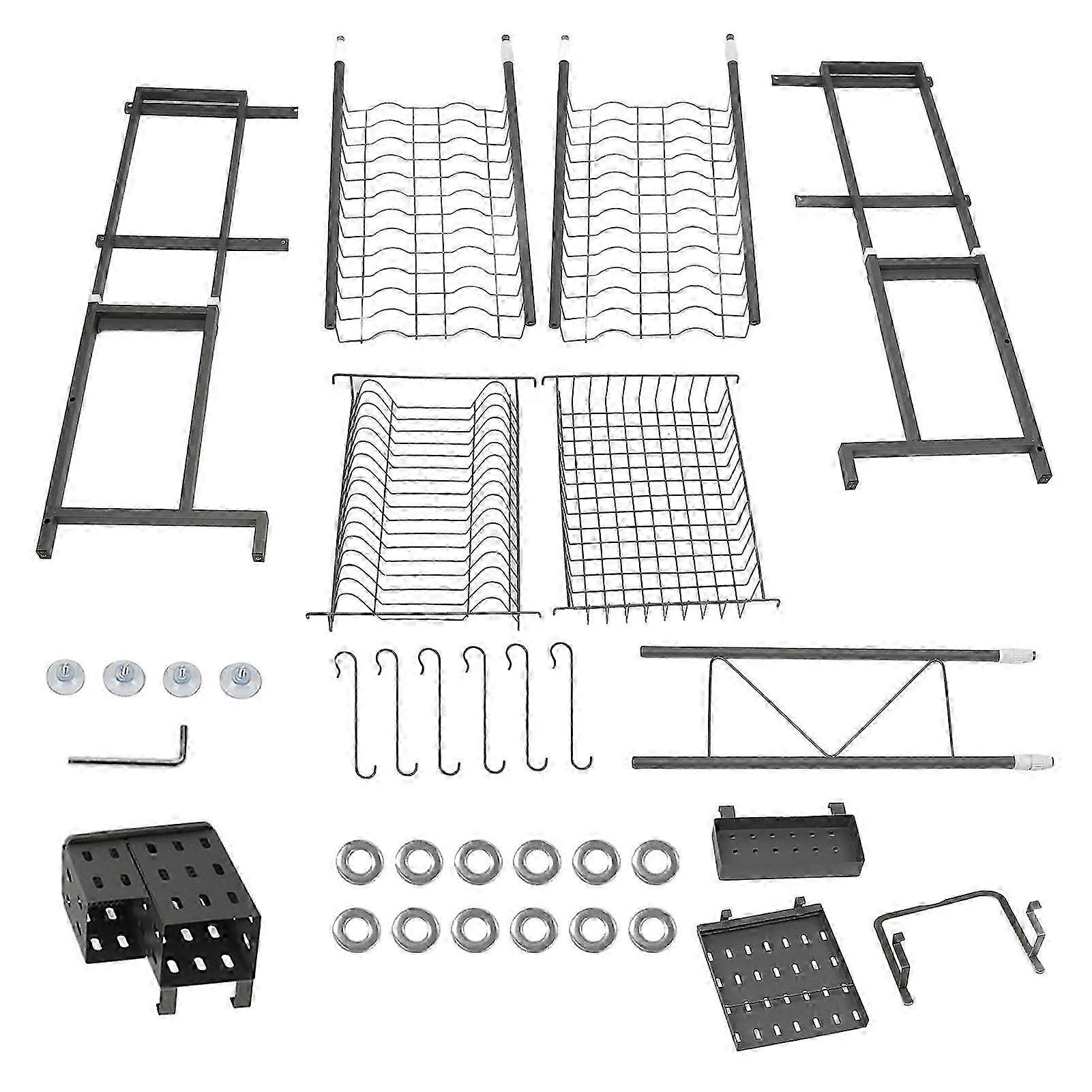 Storage Kitchen Dish Rack Stretchable Stainless Steel Double Layers Dish Drainer Shelf Rack