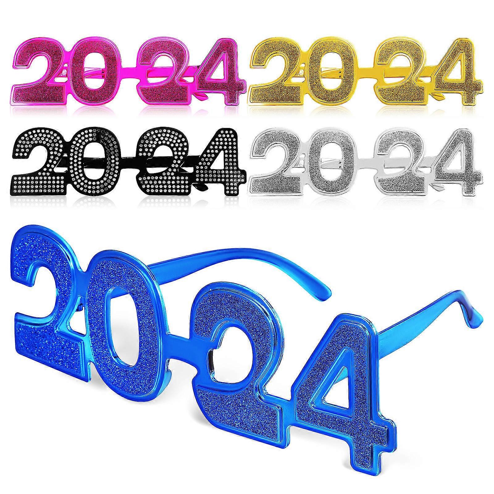 5pcs Funny Dancing Glasses Electroplated Party Props with Unique Numeral Design for Year Celebrations and Festive Events