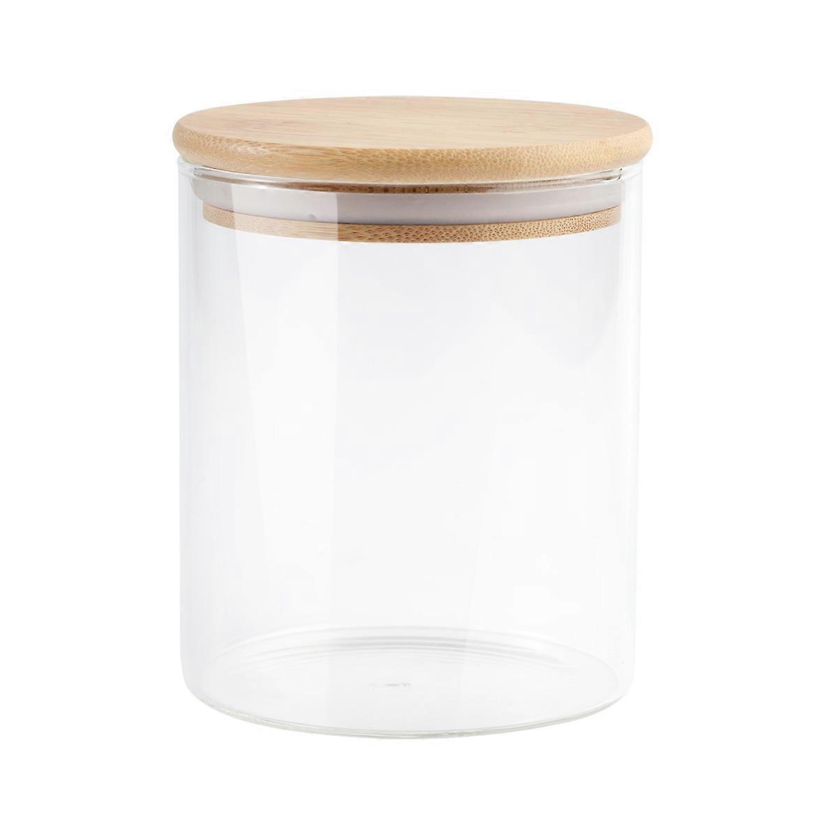 Bamboo Lid Canister for Office and Home Use Airtight Glass Container 750ml Multi Color 1Pcs