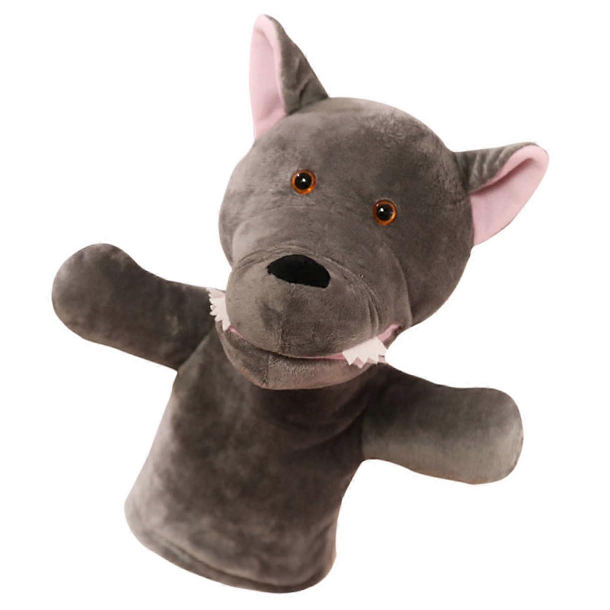 Plush Wolf Hand Puppet Interactive Animal Hand Puppet for Stuffed Toy Doll Toy Promotes Imagination and ParentChild Interaction for Early Childhood