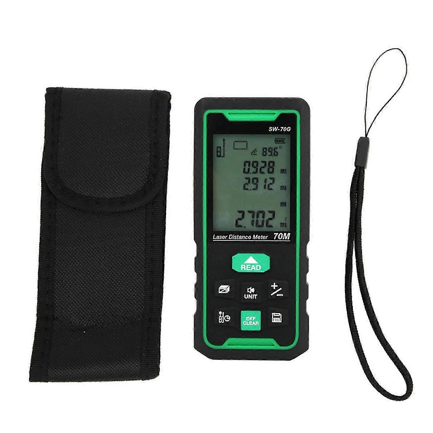 SW-70G 70m Handheld LCD Digital Green Beam Laser Distance Meter Rangefinder Distance Measuring Tool