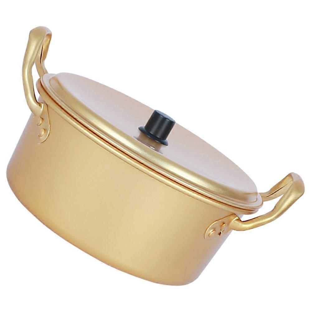 Noodle Cooking Pot Double Handle Ramen Pot Picnic Use Golden Aluminum 1Pcs