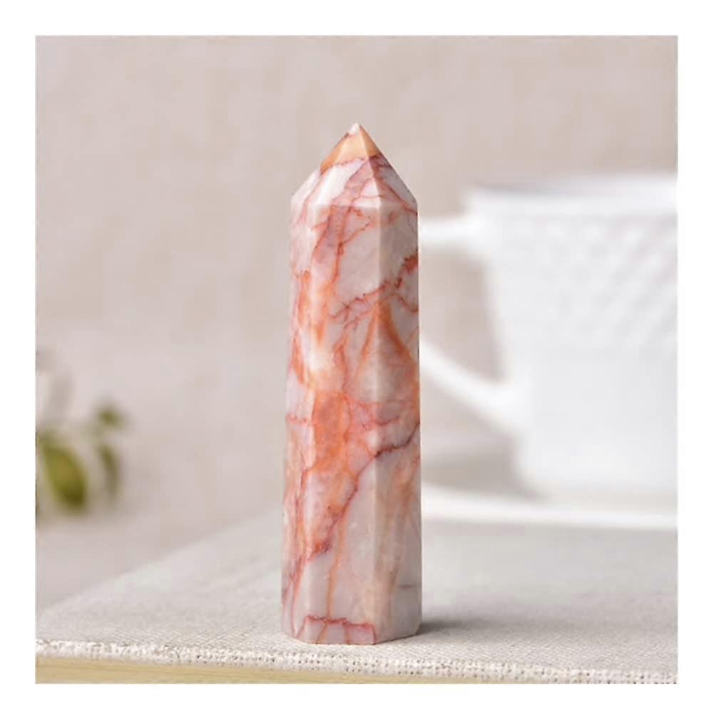 Balance Natural Crystal Healing Stone Point Generator Tower - Red Gridding, 50-60mm Crystals for Luck and Energy Healing