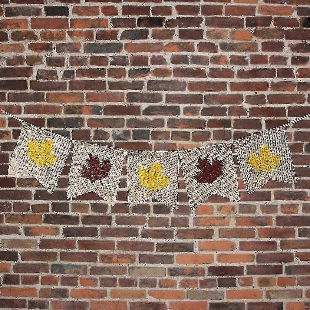 Vintage Burlap Maple Leaf Banner Halloween Thanksgiving Day Hanging Decor